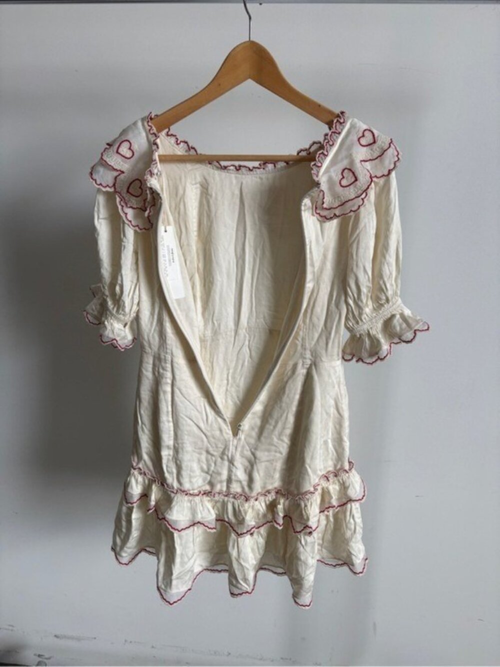 $369 NWT For Love And Lemons “Amor”Embroidered Mini Dress in Cream Sz XS - Picture 8 of 14